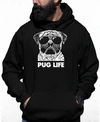 La Pop Art Men's Pug Life Word Art Hooded Sweatshirt In Black
