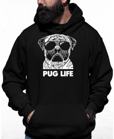 La Pop Art Men's Pug Life Word Art Hooded Sweatshirt In Black