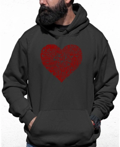 La Pop Art Men's Country Music Heart Word Art Hooded Sweatshirt In Gray