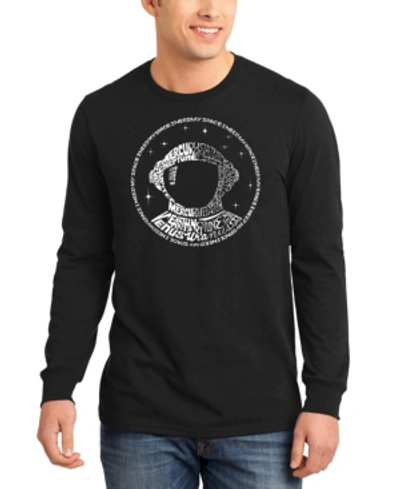 La Pop Art Men's I Need My Space Astronaut Word Art Crewneck Sweatshirt In Black
