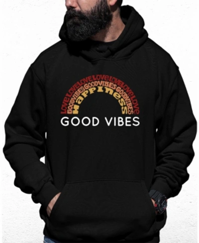 La Pop Art Men's Good Vibes Word Art Hooded Sweatshirt In Black