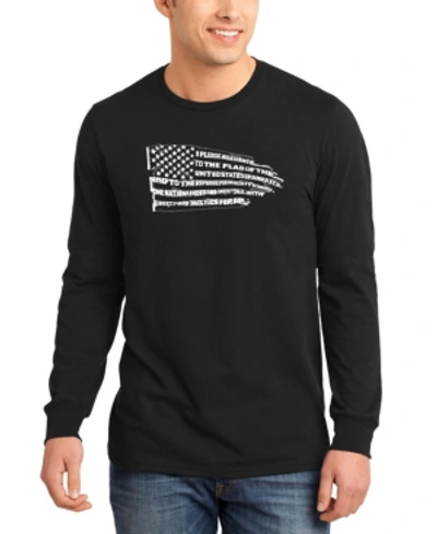 La Pop Art Men's Pledge Of Allegiance Flag Word Art Long Sleeve T-shirt In Black