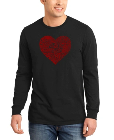 La Pop Art Men's Country Music Heart Word Art Long Sleeve T-shirt In Black