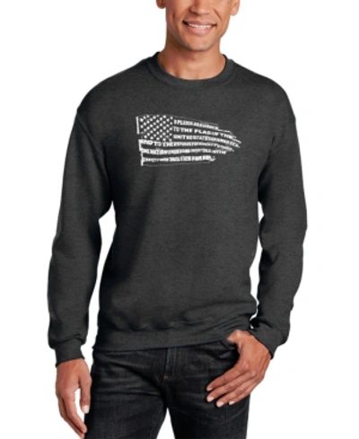 La Pop Art Men's Pledge Of Allegiance Flag Word Art Crewneck Sweatshirt In Gray