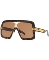 Gucci Tortoiseshell & Gold Square Sunglasses In Tortoise/brown