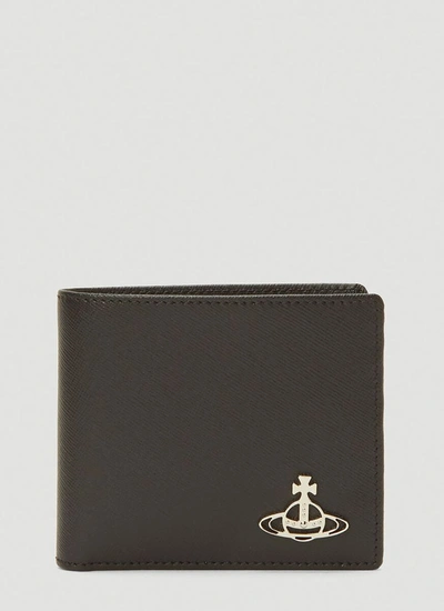 Vivienne Westwood Grained Leather Billfold Wallet In Black