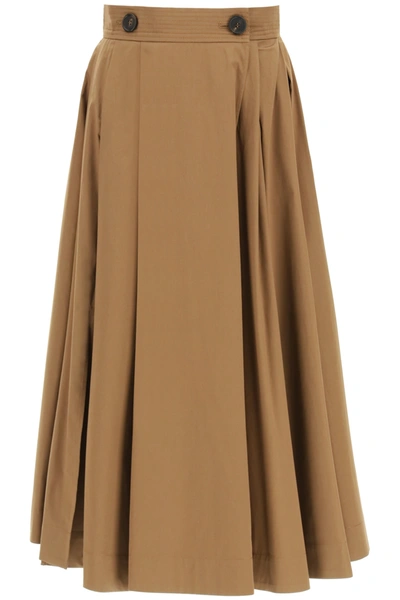 's Max Mara Pueblo Cotton Sateen Skirt In Brown