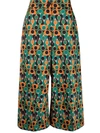 La Doublej Abstract-print Culotte Trousers In Gumball Verde