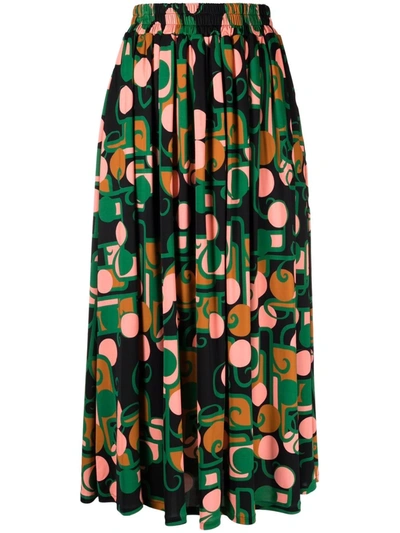 La Doublej Simple Graphic-print Skirt In Deco
