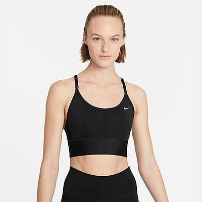 Nike Women's Dri-fit Indy Long-line Light-impact Sports Bra In Black/white