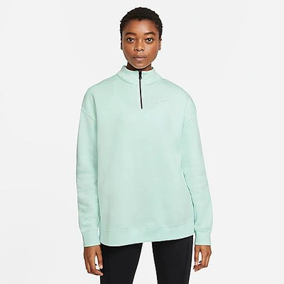 Nike Women's Sportswear Trend Quarter-zip Fleece Sweatshirt In Barely Green/white