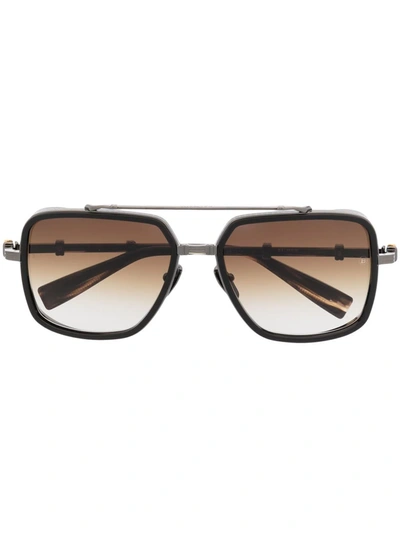 Balmain Eyewear Officier Pilot-frame Sunglasses In Brown