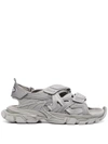 Balenciaga Track Clear Sole Strapped Sandals In Grey