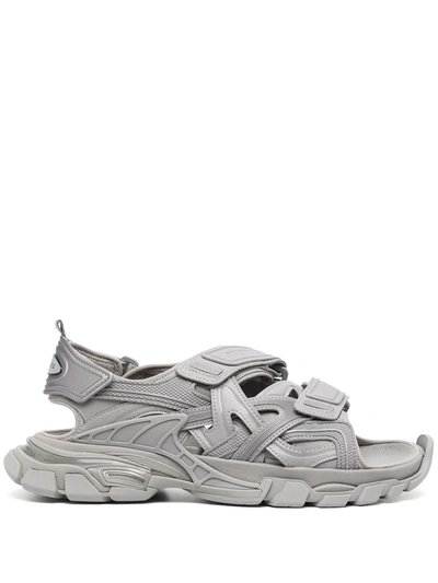 Balenciaga Track Clear Sole Strapped Sandals In Grey