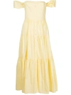 Staud Elio Off-shoulder Cotton Midi Dress In 黄色
