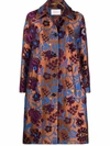 La Doublej Patterned-jacquard Single-breasted Coat In Braun