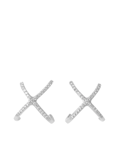 The Alkemistry 18kt White Gold Aria Diamond Crossover Earrings In Weiss
