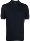 Drumohr Short Sleeve V-neck Polo In Blau