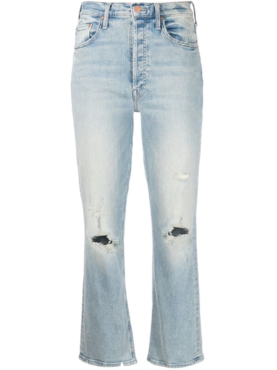 Mother The Tripper Distressed Straight-leg Jeans In Cut Flowers