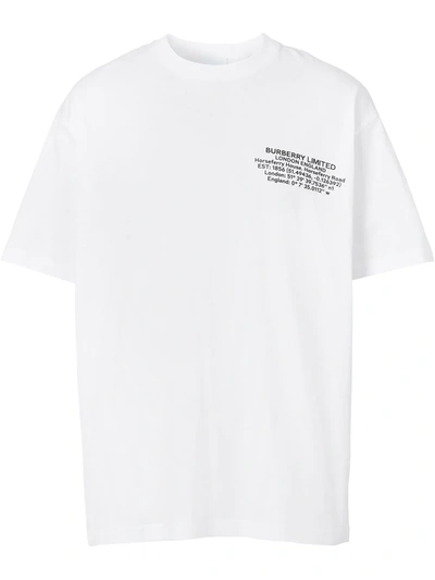 Burberry Oversize T-shirt With Geographical Coordinates In White