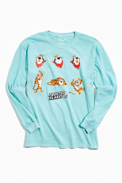 Urban Outfitters Frosted Flakes Pigment Dyed Long Sleeve Tee In Mint