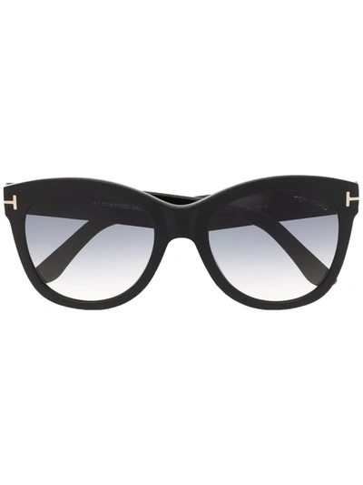 Tom Ford Ft0870 Wallace Cat-eye Acetate Sunglasses In Black