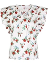 See By Chloé Ruffled Floral-print Cotton-poplin Blouse In Weiss