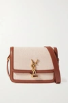 SAINT LAURENT SOLFERINO SMALL COTTON-CANVAS AND LEATHER SHOULDER BAG