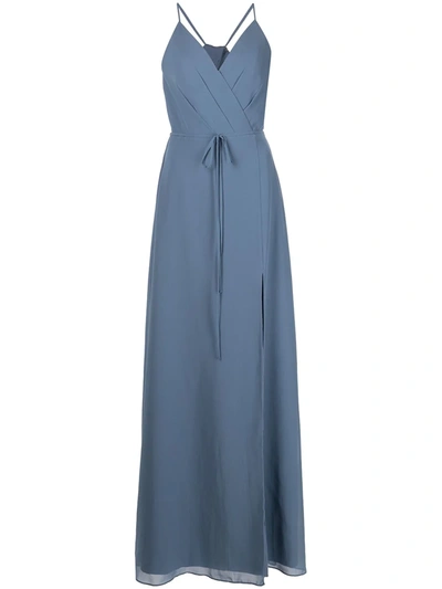 Marchesa Notte Bridesmaids Wrapped Full-length Gown In Blau