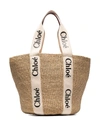 Chloé Large Woody Logo-strap Tote Bag In Nude