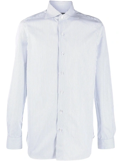 Finamore 1925 Napoli Striped Button-down Shirt In Blau