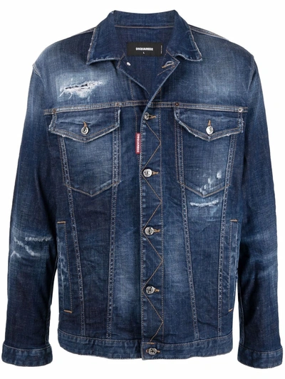 Dsquared2 Blue Stretch-cotton Denim Jacket