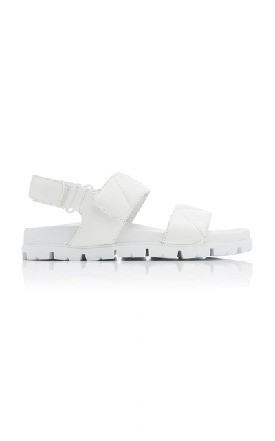 Prada Padded Nappa Leather Sandals In White