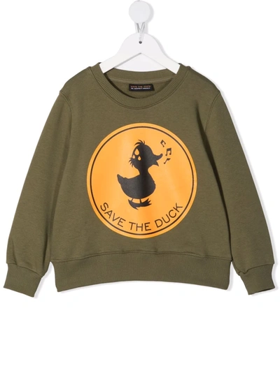 Save The Duck Kids' Logo-print Sweatshirt In Green