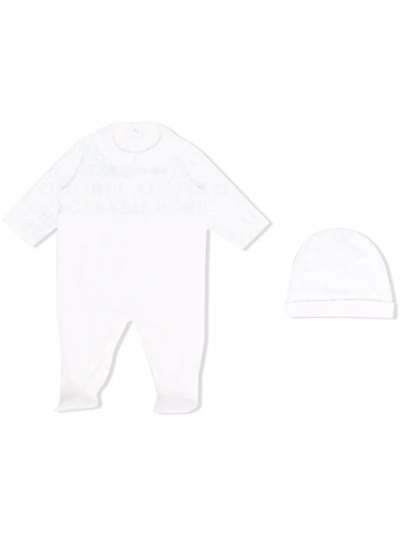Roberto Cavalli Junior Babies' Logo印花连体衣 In White