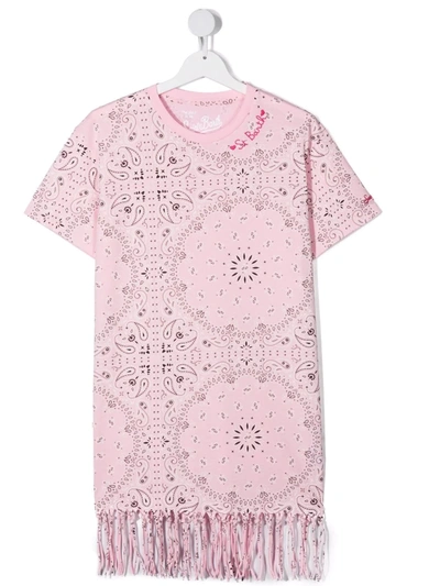 Mc2 Saint Barth Teen Paisley-print T-shirt Dress In Pink