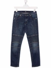 Balmain Teen Mid-rise Straight-leg Jeans In Blue