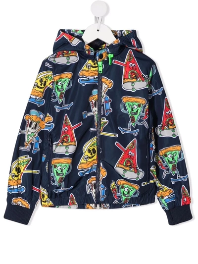 Stella Mccartney Kids' Pizza Skaters Hooded Jacket In Black