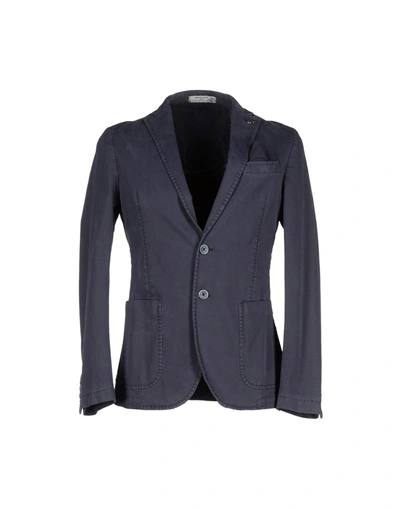 Manuel Ritz White Suit Jackets In Slate Blue