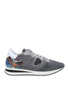 PHILIPPE MODEL PHILIPPE MODEL WOMAN SNEAKERS GREY SIZE 7 SOFT LEATHER, TEXTILE FIBERS,17069808CP 9