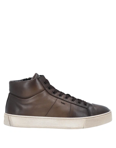 Santoni Sneakers In Dark Brown
