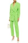 Dundas Double-breasted Leopard-print Wool-blend Jacquard Blazer In Bright Green