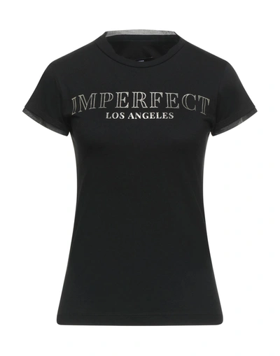 !m?erfect Woman T-shirt Black Size S Cotton, Modal, Polyester