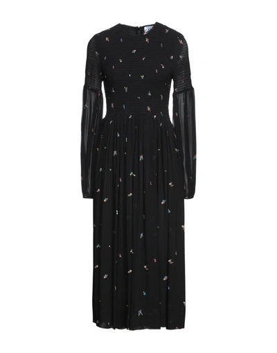 Ganni Midi Dresses In Black