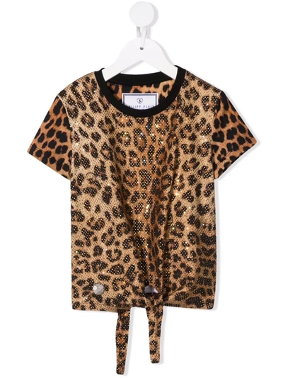 Philipp Plein Junior Leopard-print T-shirt In 褐色