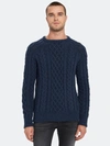 Far Afield Deniz Cable Knit Sweater In Blue Graphite