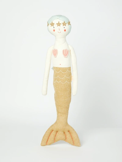 Meri Meri Babies'  Organic Cotton Sophia Mermaid Toy In Gold Cream