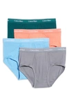 Calvin Klein Men's 4-pack Cotton Classic Briefs In Green/ Coral/ Blue/ Grey