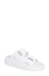 Alexander Mcqueen Engraved-logo Open-toe Sandals In Ivory