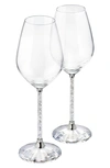 Swarovski Crystalline Set Of 2 Red Wine Glasses In Clear